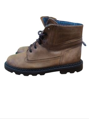 Dakota Leather Ankle Boots Women’s 8 Brown Lace Up Work Casual Plaid Lined